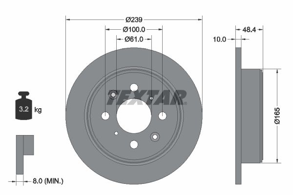 Brake Disc TEXTAR 92060800