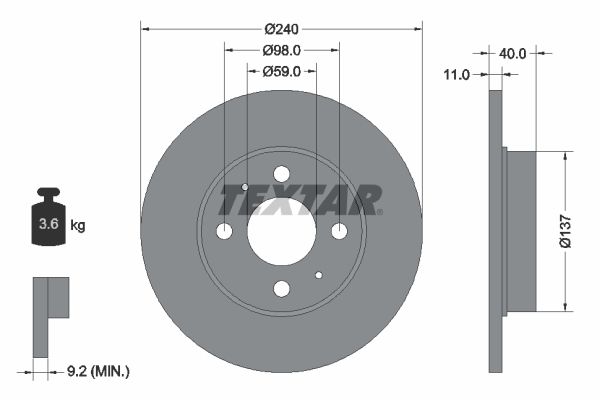 Brake Disc TEXTAR 92061103