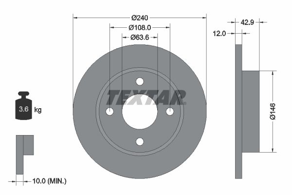 Brake Disc TEXTAR 92075303