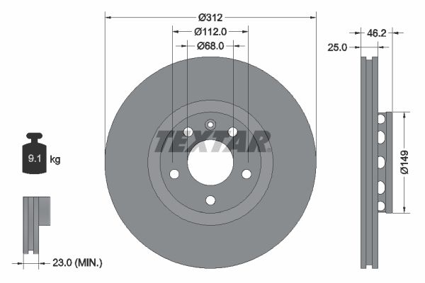 Brake Disc TEXTAR 92106105