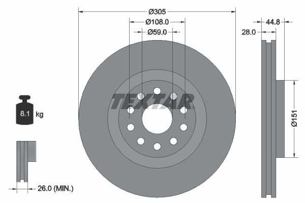 Brake Disc TEXTAR 92115800