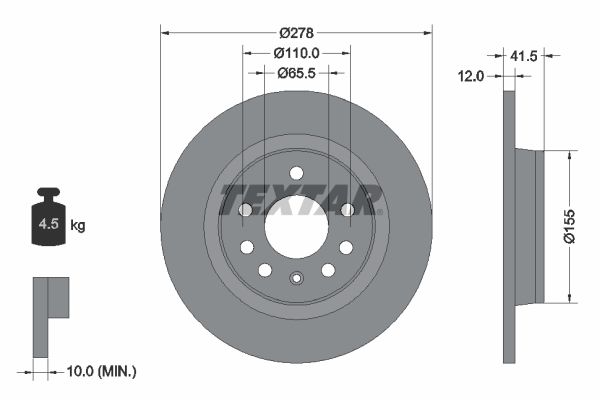 Brake Disc TEXTAR 92118503