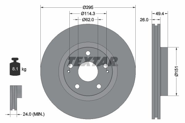 Brake Disc TEXTAR 92168003