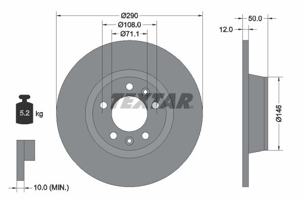 Brake Disc TEXTAR 92195803