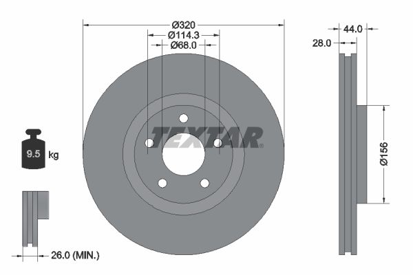 Brake Disc TEXTAR 92222003