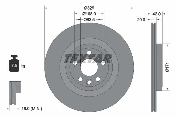 Гальмівний диск TEXTAR 92314305