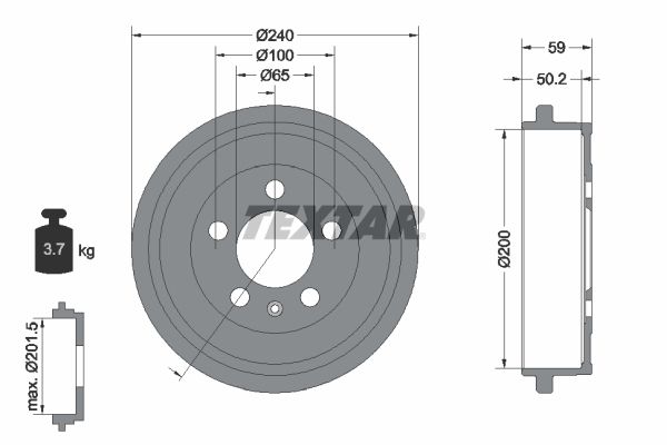 Brake Drum TEXTAR 94023800