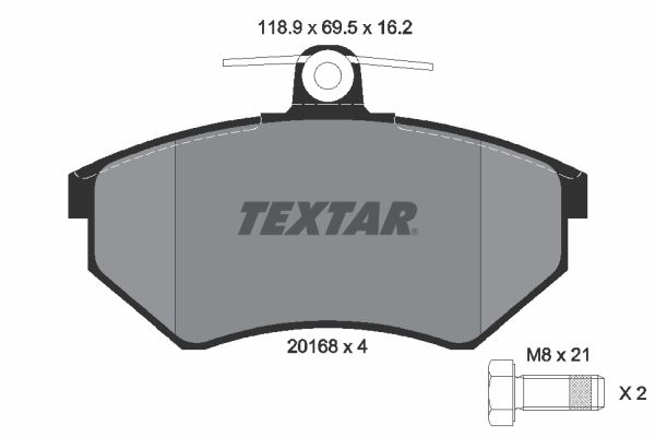Комплект гальмівних накладок, дискове гальмо TEXTAR 2016801