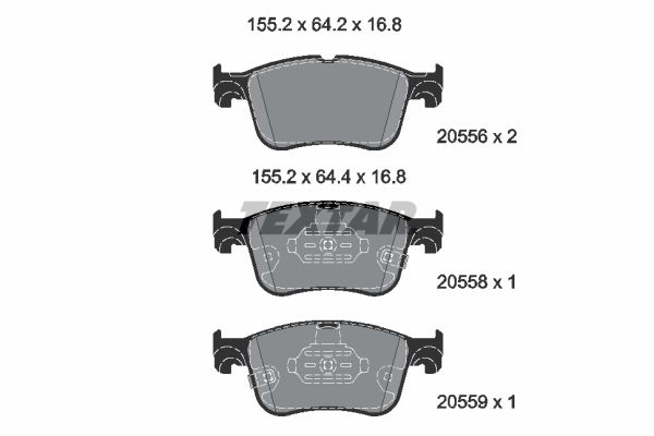 Комплект гальмівних накладок, дискове гальмо TEXTAR 2055601