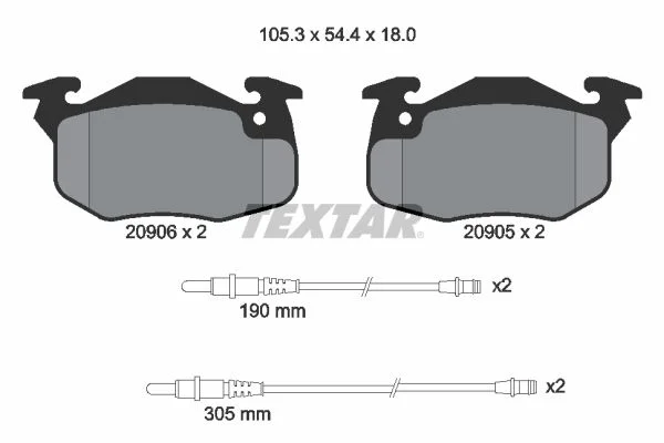 Комплект гальмівних накладок, дискове гальмо textar 2090603
