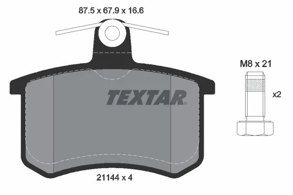 Stabdžių trinkelių rinkinys, diskinis stabdys TEXTAR 2114401