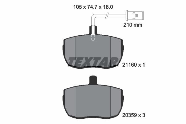 Комплект гальмівних накладок, дискове гальмо TEXTAR 2116002