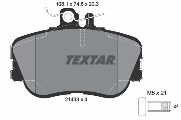 Комплект гальмівних накладок, дискове гальмо TEXTAR 2143905