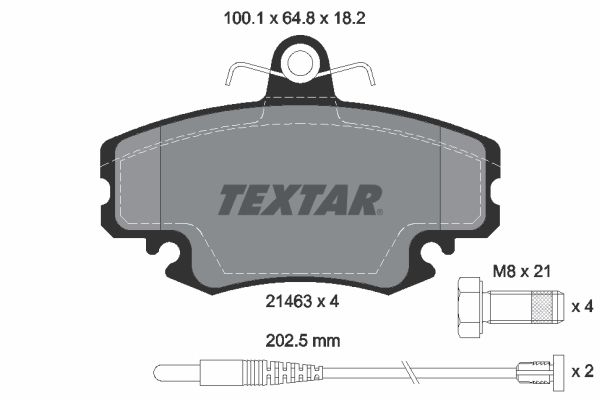 Stabdžių trinkelių rinkinys, diskinis stabdys TEXTAR 2146304