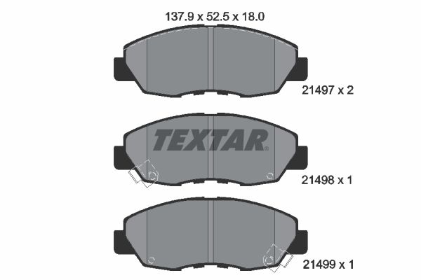 Комплект гальмівних накладок, дискове гальмо TEXTAR 2149701