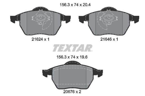 Комплект гальмівних накладок, дискове гальмо TEXTAR 2162402