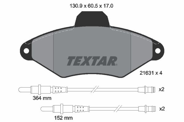 Stabdžių trinkelių rinkinys, diskinis stabdys TEXTAR 2163102