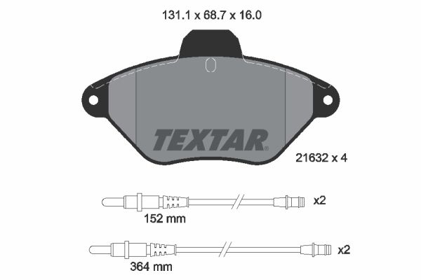 Stabdžių trinkelių rinkinys, diskinis stabdys TEXTAR 2163201