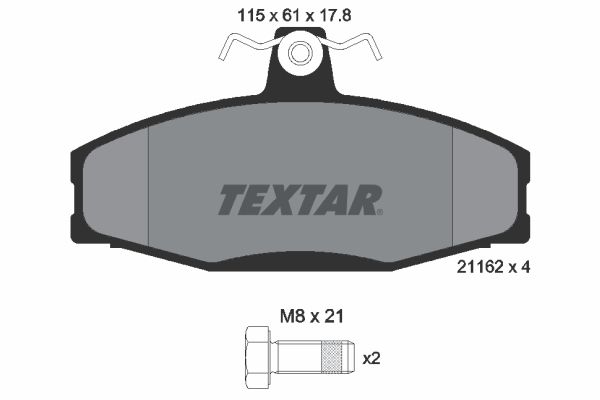 Комплект гальмівних накладок, дискове гальмо TEXTAR 2166201