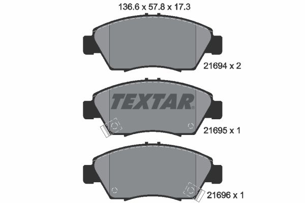 Комплект гальмівних накладок, дискове гальмо TEXTAR 2169401