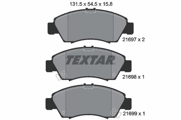 Комплект гальмівних накладок, дискове гальмо TEXTAR 2169701