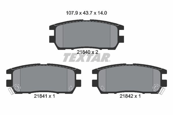 Stabdžių trinkelių rinkinys, diskinis stabdys TEXTAR 2184002