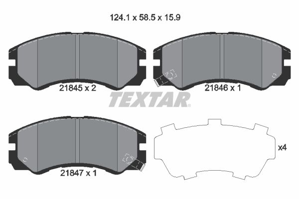 Комплект гальмівних накладок, дискове гальмо TEXTAR 2184501