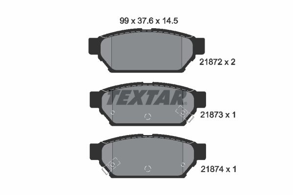 Комплект гальмівних накладок, дискове гальмо TEXTAR 2187202