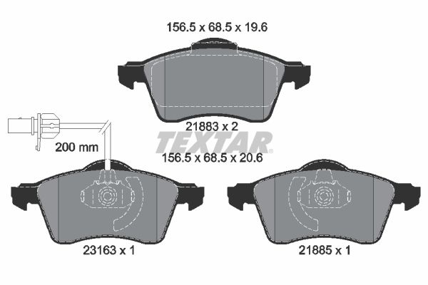 Комплект гальмівних накладок, дискове гальмо TEXTAR 2188501