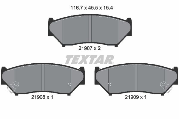Комплект гальмівних накладок, дискове гальмо TEXTAR 2190701