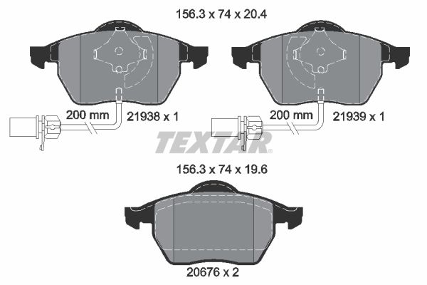 Комплект гальмівних накладок, дискове гальмо TEXTAR 2193801