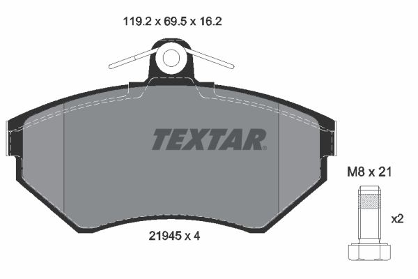 Комплект гальмівних накладок, дискове гальмо TEXTAR 2194502