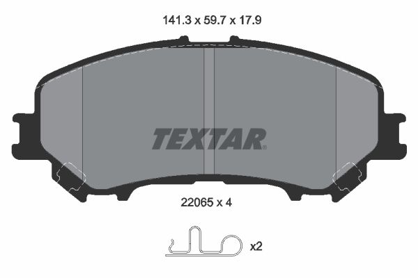 Комплект гальмівних накладок, дискове гальмо TEXTAR 2206501