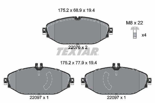 Brake Pad Set, disc brake TEXTAR 2207601