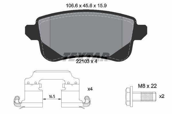 Brake Pad Set, disc brake TEXTAR 2210301