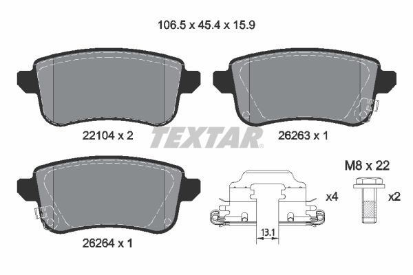 Brake Pad Set, disc brake TEXTAR 2210401