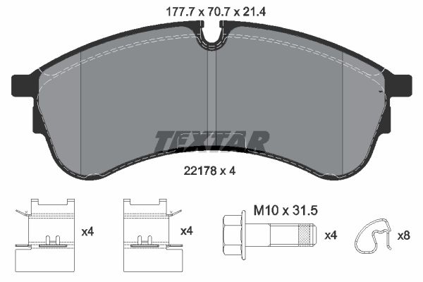 Комплект гальмівних накладок, дискове гальмо TEXTAR 2217801