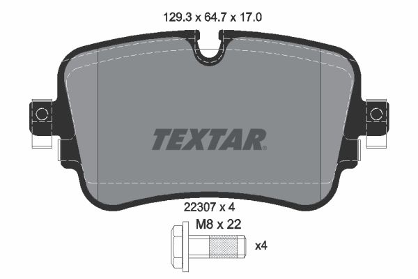 Комплект гальмівних накладок, дискове гальмо TEXTAR 2230701