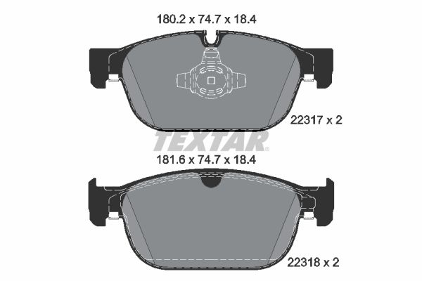 Комплект гальмівних накладок, дискове гальмо TEXTAR 2231701