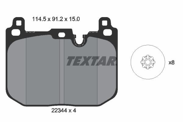 Комплект гальмівних накладок, дискове гальмо TEXTAR 2234401