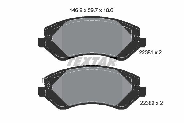 Stabdžių trinkelių rinkinys, diskinis stabdys TEXTAR 2238101