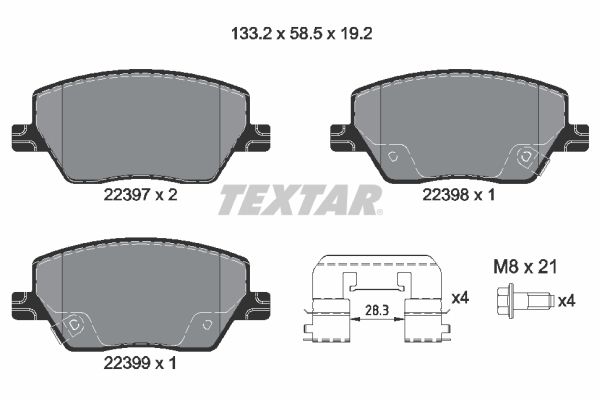 Brake Pad Set, disc brake TEXTAR 2239701