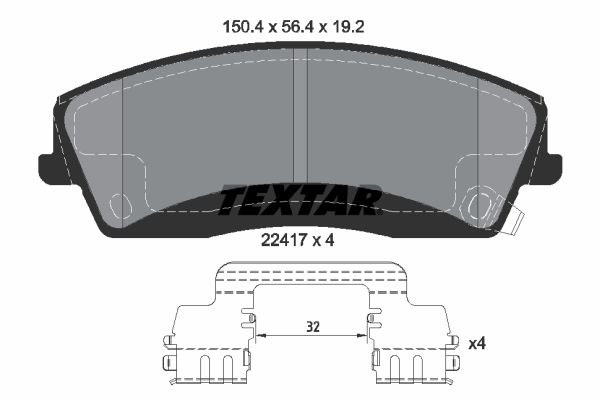 Комплект гальмівних накладок, дискове гальмо TEXTAR 2241701