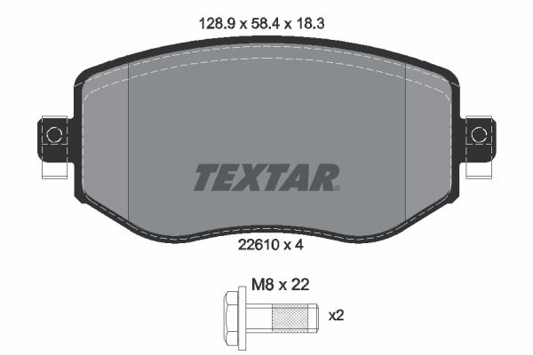 Stabdžių trinkelių rinkinys, diskinis stabdys TEXTAR 2261001
