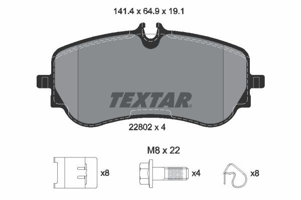 Stabdžių trinkelių rinkinys, diskinis stabdys TEXTAR 2280201