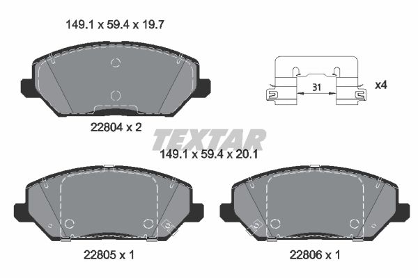 Brake Pad Set, disc brake TEXTAR 2280401