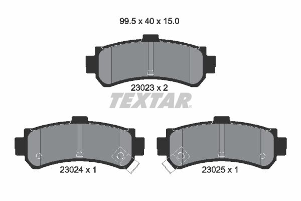 Комплект гальмівних накладок, дискове гальмо TEXTAR 2302301