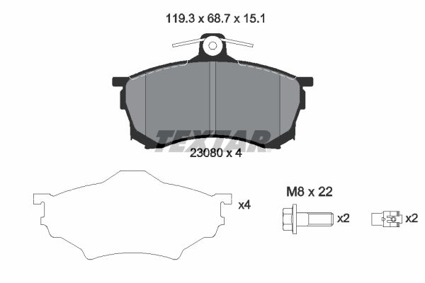 Brake Pad Set, disc brake TEXTAR 2308001