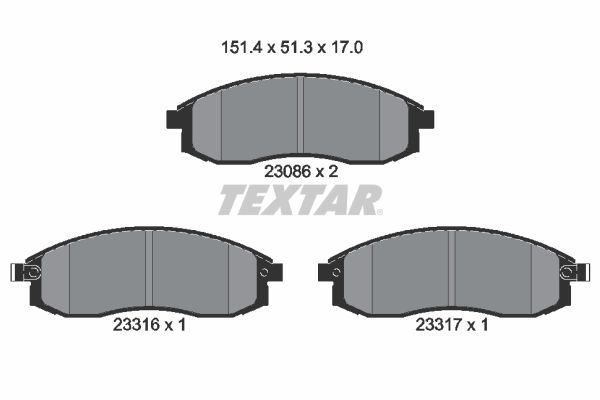 Stabdžių trinkelių rinkinys, diskinis stabdys TEXTAR 2308601