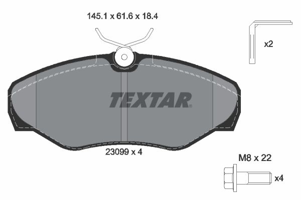 Комплект гальмівних накладок, дискове гальмо TEXTAR 2309902